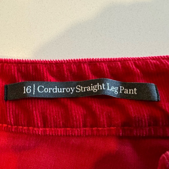 Talbots Stretch Corduroy Straight Leg Pants in Classic Red Size 16 - Picture 3 of 5